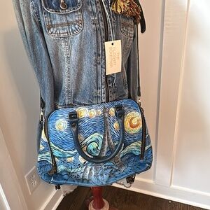 Anuschka “Love in Paris” Starry Night Hand- Painted Leather Handbag